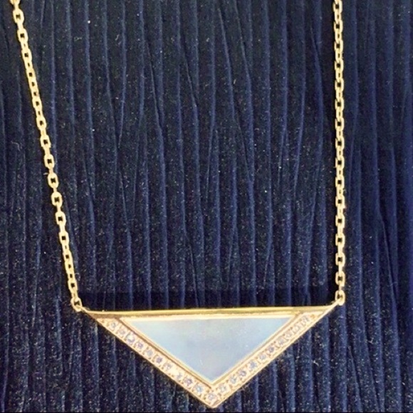 $1,000 Diamond 14K gold mother of pearl triangle necklace Designer Fred Sage - Picture 10 of 16
